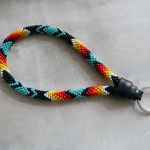 Native Style  Wristlet Key Holder Wristlet Key Leather Breaded KeyChain Native Style Beaded Wrist Keychain Boho Accessories MADE TO ORDER