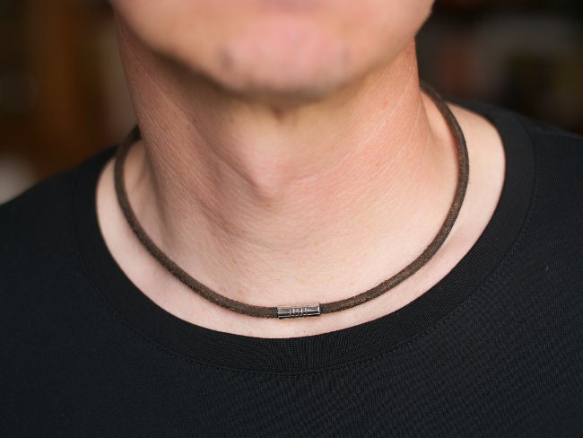 Mens Cowhide Leather Cord Necklace, Mens Leather Necklace