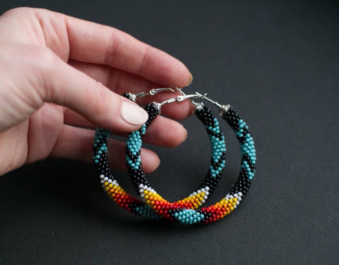 Native Style Beaded Wrist Keychain Ethnic Style Wristlet Etsy