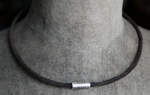 Mens Cowhide Leather Cord Necklace, Mens Leather Necklace