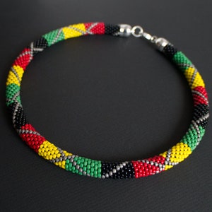 Rastafarian Style Necklace, Reggae Necklace, Rasta Style Necklace, Unisex Accessory, Beaded Necklace, Red Yellow Green Black MADE TO ORDER