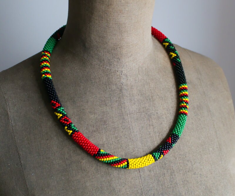 Rasta Style Necklace, African Style Necklace, Reggae Inspired Necklace, Rasta Colors Necklace, Beaded Jewelry, Ethnic Necklace MADE to ORDER - Etsy Rasta Style Necklace, African Style Necklace, Reggae Inspired Necklace, Rasta Colors Necklace, Beaded Jewelry, Ethnic Necklace MADE to ORDER - Etsy