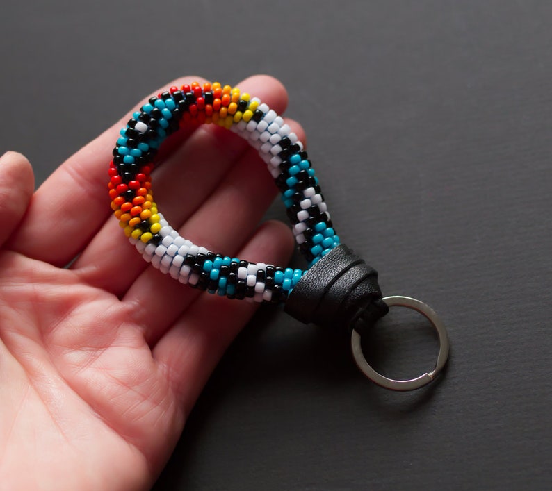 Turquoise Native Style Earrings, Ethnic Style Hoop Earrings, Southwestern Style Hoops, Bead Crochet Hoops, Ethnic Beadwork MADE TO ORDER image 10