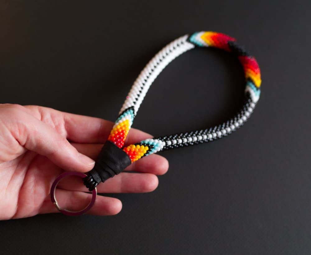 Black and White Native Style Beaded Keychain Wristlet Wrist Etsy Canada