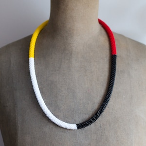White Yellow Red Black Necklace, Native Style Seamless Necklace, Ethnic Beadwork Necklace, Ethnic Necklace, Seamless Necklace  MADE TO ORDER