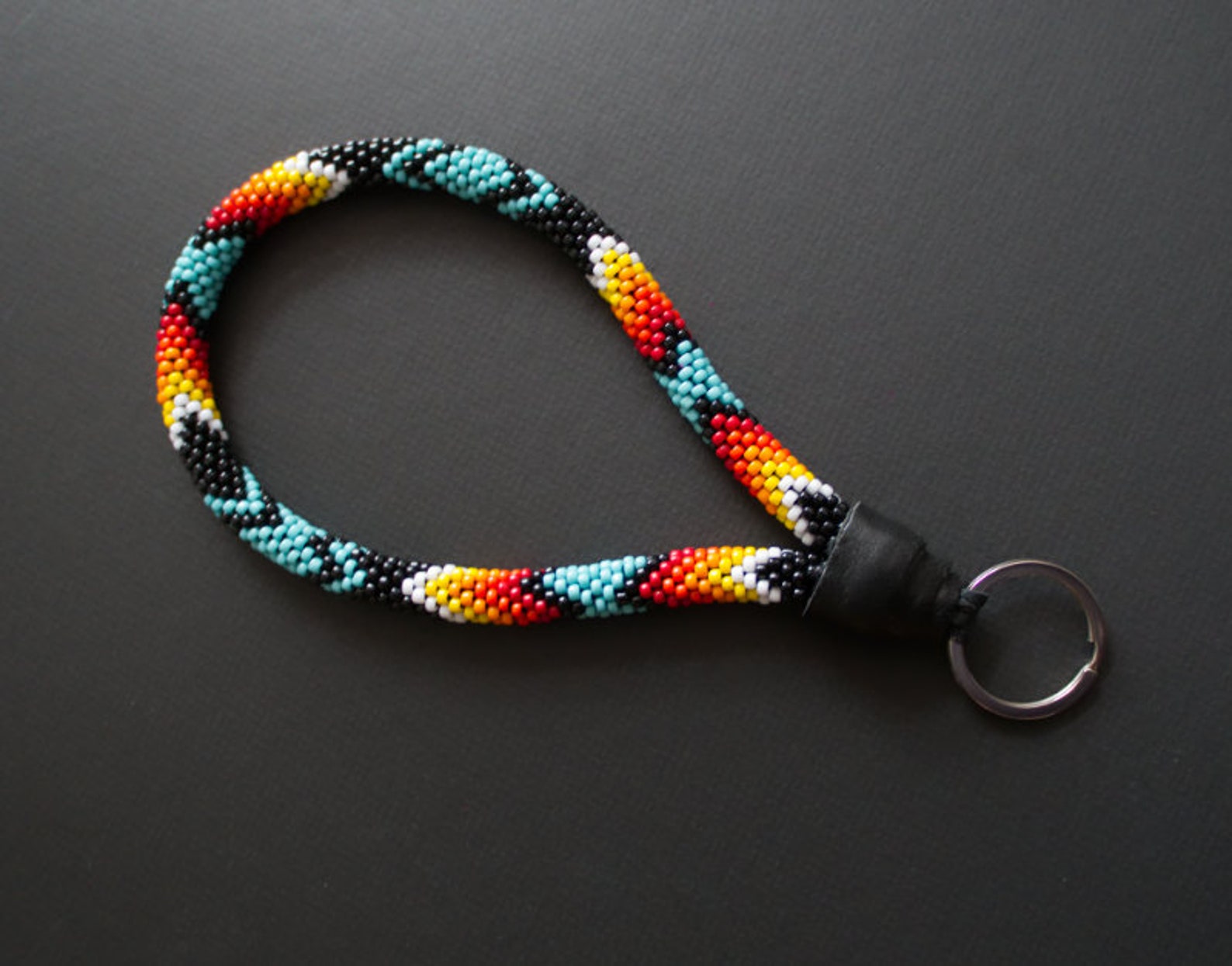 Native Style Beaded Wrist Keychain Ethnic Style Wristlet Etsy
