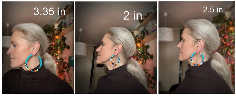 Turquoise Native Style Earrings, Ethnic Style Hoop Earrings, Southwestern Style Hoops, Bead Crochet Hoops, Ethnic Beadwork MADE TO ORDER image 9