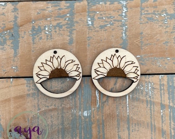 Sunflower Macrame Round Earring Findings, Macrame Findings, Wood Macrame, Wood Findings, Wood Earrings, Wood Earrings, Wood Blanks