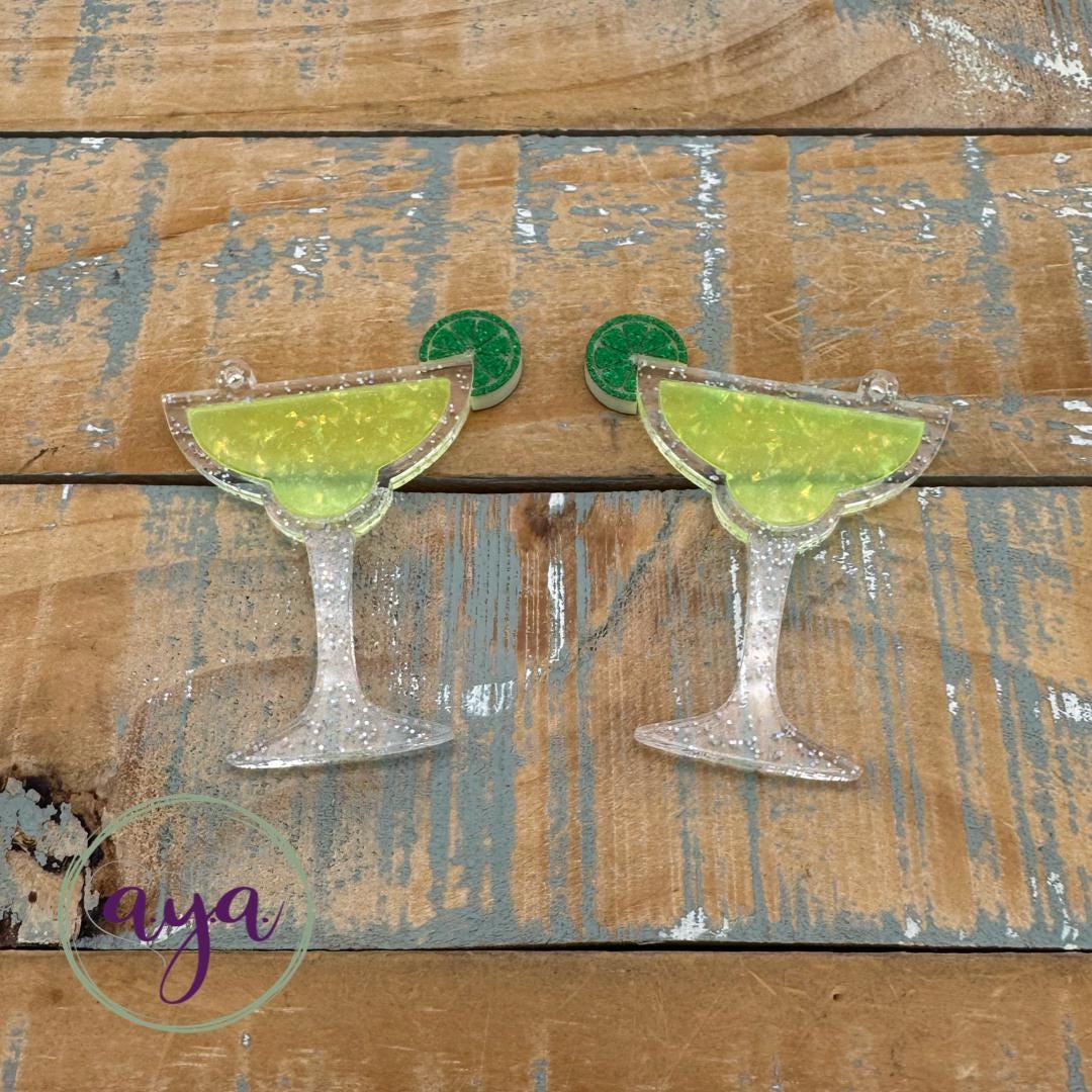 Margarita Earring Kit, READ Description, Cinco de Mayo Earrings Blanks, DIY Earrings, Glitter Blanks, Margarita Earring Blanks, Viva Mexico
