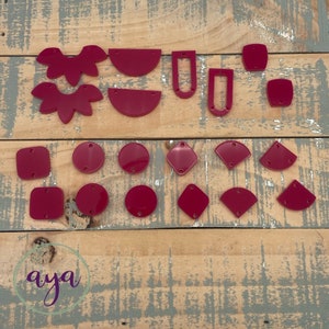 Rose Red Acrylic Earring Connectors, Earring Findings, Acrylic Findings, Acrylic Connectors, Acrylic Blanks, Strawberry Red