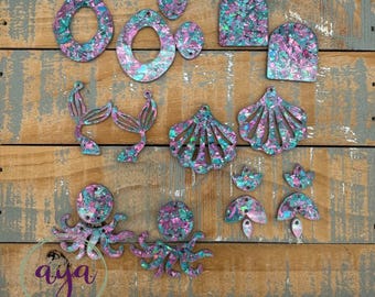 Mermaid Flake Glitter Acrylic Earring Blanks, READ Description, Earring Making Blanks, Acrylic Earrings, Pastel Blanks, Flake Glitter Blanks