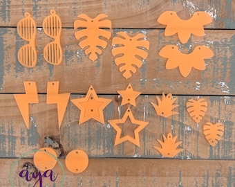 Neon Orange MATTE Acrylic Earring Findings, Earring Findings, Acrylic Findings, Acrylic Connectors, Summer Colors, Summertime, Earring Blank
