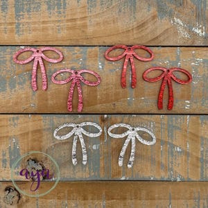 Shimmery Bow Dangle Earring Blanks, READ Description, Valentine Earrings, DIY Earrings, Bow Acrylic Blanks, Holiday Bow Blanks, Coquette Bow