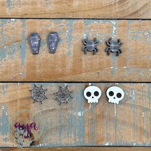 Spooky Halloween Acrylic Stud Kit, READ Description, DIY Kit, Earring Blanks, Acrylic Earring Findings, Acrylic Studs, Earring Kits, Skulls
