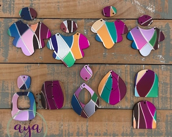 Pendientes acrílicos con impresión en vidrio artístico, LEA la descripción, Pendientes DIY, Pendientes acrílicos, Pendientes acrílicos con espejo