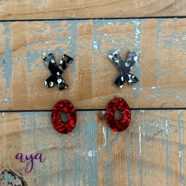 XO Stack Earring Kit, READ Description, Valentine Earrings, DIY Earrings, Hugs and Kisses Earring Blanks, Glitter Earrings, Glitter Blanks