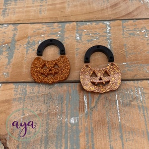 Trick or Treat Earring Blanks, READ Description, Halloween Earrings, DIY Earrings, Glitter Dangle, Acrylic Earrings, Jack-O-Lantern Blanks