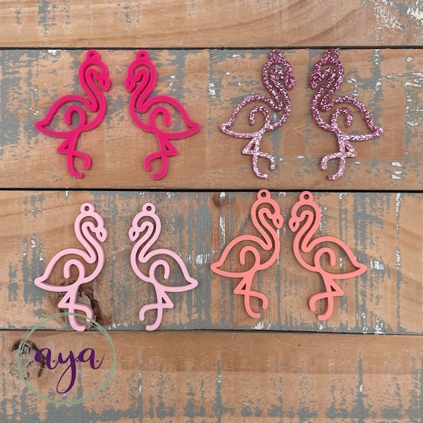 Flamingo Earring Blanks, READ Description, Beach Earrings, DIY Earrings, Animal Earring Blanks, Acrylic Earrings, Flamingo Blanks