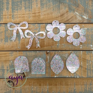Daisy Glitter Acrylic Earring Blanks, READ Description, Earring Blanks, Acrylic Blanks, Spring Acrylic Blanks, Flower Blanks, Floral Glitter