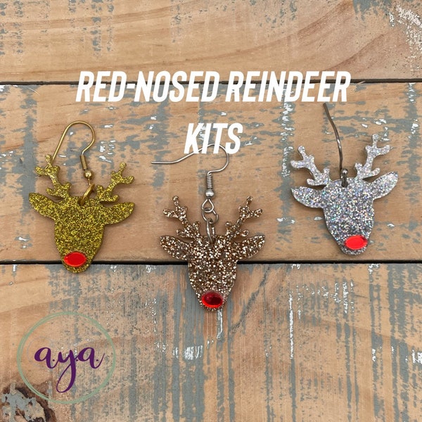 Reindeer Earring Kits, READ Description, Holiday Earrings, DIY Earrings, Christmas Earrings, Glitter Earrings