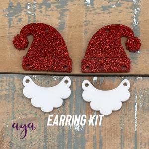Santa Earring Kits, READ Description, Holiday Earrings, DIY Earrings, Christmas Earrings, Glitter Earrings, Santa Claus
