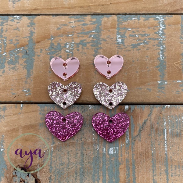 Heart Stack Earring Kit Rose, READ Description, Valentine Earrings, DIY Earrings, Heart Earring Blanks, Glitter Earrings, Glitter Blanks