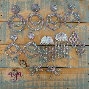Mermaid Bubbles Glitter Acrylic Earring Blanks, READ Description, Earring Making Blanks, Acrylic Earrings, Pastel Blanks, Glitter Blanks