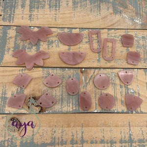 Marbled Rose Pink Acrylic Earring Connectors, 5 Pairs, Earring Findings, Acrylic Findings, Acrylic Connectors, Marbled Acrylic Blanks