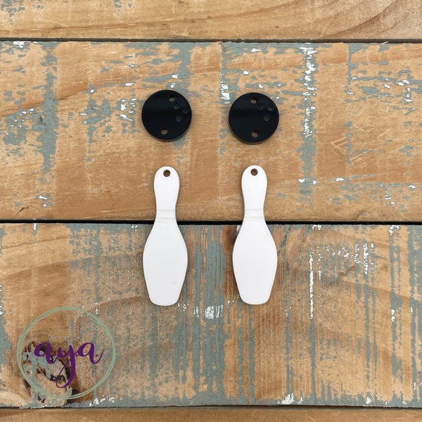 Bowling Pin and Ball Earring Kit, READ Description, Earrings Blanks, DIY Earrings, Bowling Blanks, Bowling Earrings, Earring Blanks