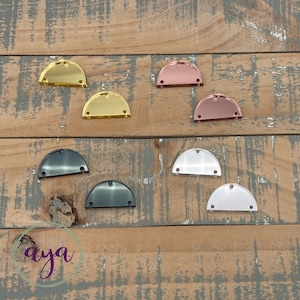 27mm Mirror Acrylic Semicircle 3 Hole Connectors, 5 pairs, Earring Findings, Acrylic Earring Findings, Earring Connectors, Half Circle