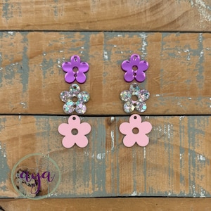 Sparkle Daisy Stacks Acrylic Earring Kit, READ Description, Earring Blanks, Acrylic Blanks, Spring Acrylic Blanks, Flower Blanks