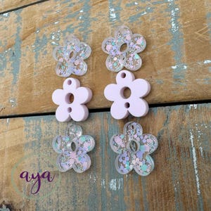 Daisy Glitter Stacks Acrylic Earring Kit, READ Description, Earring Blanks, Acrylic Blanks, Spring Acrylic Blanks, Flower Blanks