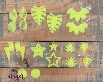 Neon Yellow MATTE Acrylic Earring Findings, Earring Findings, Acrylic Findings, Acrylic Connectors, Summer Colors, Summertime, Earring Blank