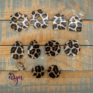 Leopard on Clear Earring Blanks, READ Description, Black Leopard Blanks, DIY Earrings, Acrylic Earrings, Leopard Spots Earring Blanks