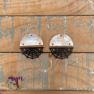 Silver Spiders Web Earring Blanks, READ Description, Halloween Earrings, DIY Earrings, Web Dangle, Acrylic Earrings, Spider Web Blanks