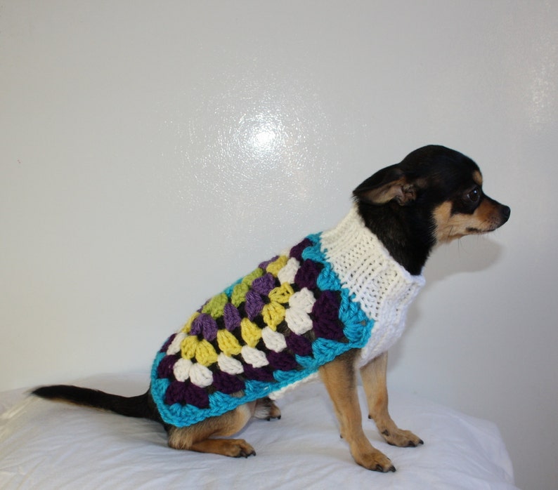 Crochet Knitting Pattern Retro Style Dog Sweater Granny Square Etsy