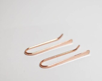 Rose Gold Earrings, 3/4", Set of Two, Simple Climbers, Rose Gold Ear Sweeps, Bridesmaid Pink Gold, Rose Gold filled Elegant Gift for Her