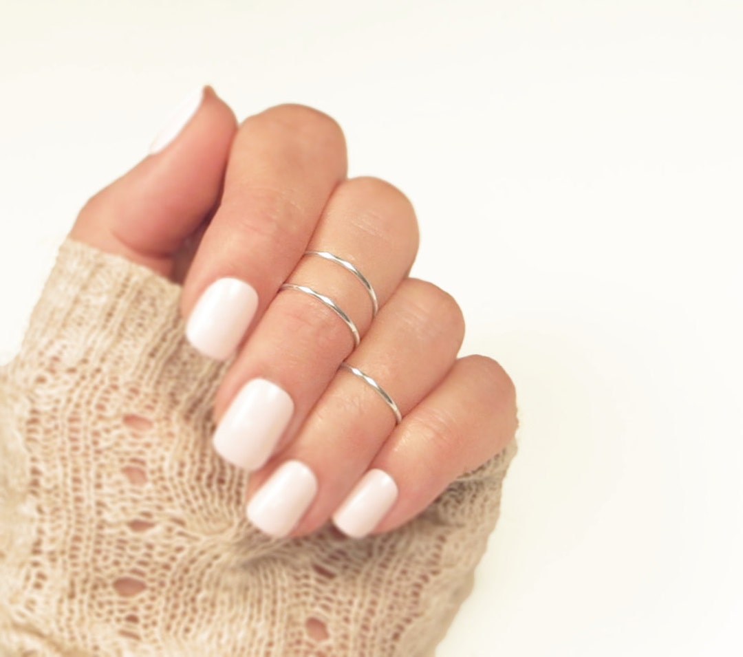 Midi Bands/ Knuckle Ring Set 3/ Above the Knuckle Ring/ Handmade Stacking Dainty Silver or Gold Ring