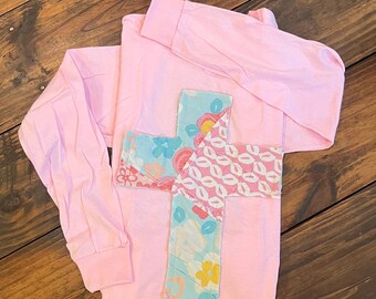 Adult Quilted Applique Long Sleeve Shirt Cross