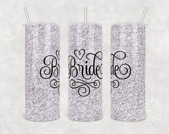 Pliki PNG z brokatowym kubkiem Bride Glitter gotowe do pobrania w formacie 20 oz skinny Digital File