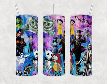 Tim Burton Nightmare Before Christmas Coraline Gnijąca Panna Młoda Halloween Tumbler Pliki PNG gotowe do pobrania w formacie 20 oz skinny Digital File