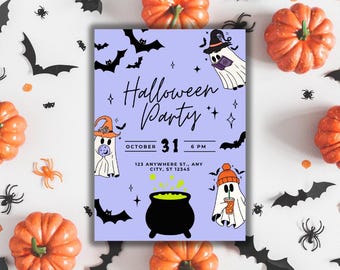 Edytowalne zaproszenie na imprezę halloweenową: Upiorny szablon Canva (do pobrania cyfrowego)