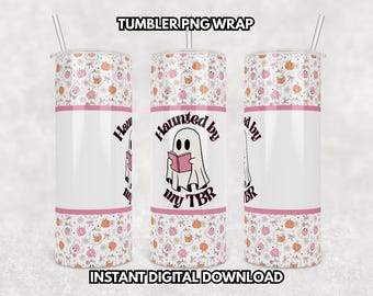 Opakowanie na kubek książki z duchami: Halloween TBR PNG (pobranie cyfrowe)