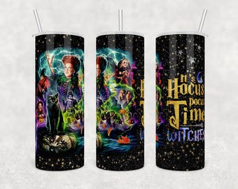 Czas na Hocus Pocus Witches PNG – 20-uncjowy kubek do sublimacji, plik do pobrania w wersji cyfrowej