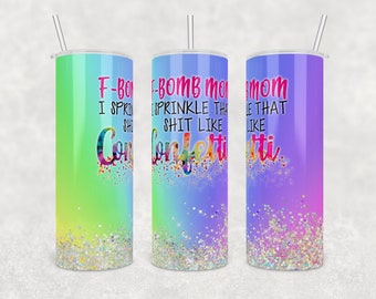 Pliki PNG z napisem „F-bomb Mom” gotowe do pobrania w formacie 20 oz skinny Digital File
