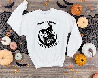 Halloqueen Halloween SVG: zabawny cytat czarownicy, projekt koszulki (pobranie cyfrowe)