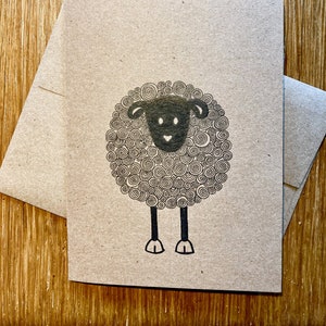 Blank card / Sheep / Hand drawn card / Brown card