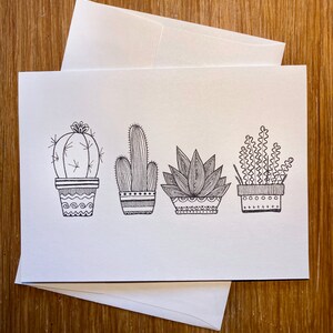 Carte vide / Plantes en pot / Dessiné à la main / Carte ivoire