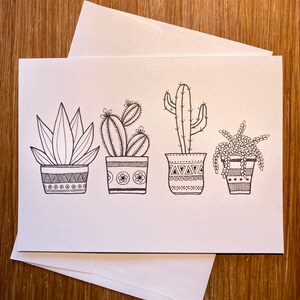 Carte vide / Plantes en pot / Dessiné à la main / Carte ivoire