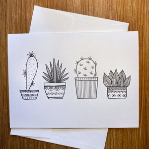 Carte vide / Plantes en pot / Dessiné à la main / Carte ivoire